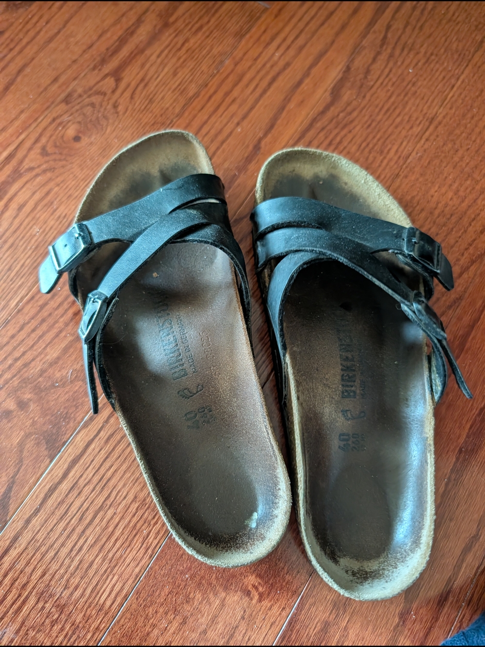 Birkenstock Black Leather Slide Sandals